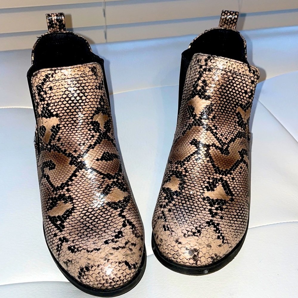 Snake print ankle boots